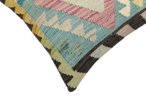 handmade Traditional Pillow Blue Rust Hand-Woven SQUARE 100% WOOL Hand woven turkish pillow2 x 2
