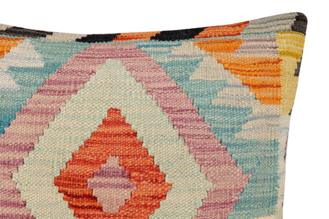 handmade Traditional Pillow Blue Rust Hand-Woven SQUARE 100% WOOL Hand woven turkish pillow2 x 2