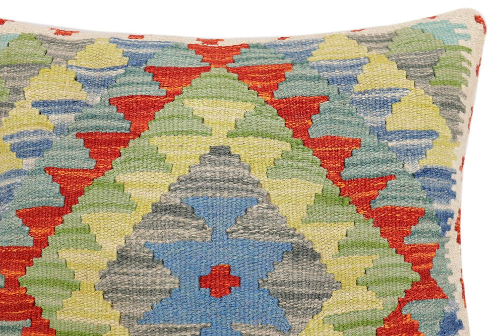 handmade Traditional Pillow Rust Blue Hand-Woven SQUARE 100% WOOL Hand woven turkish pillow2' x 2'