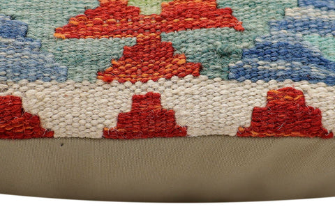 handmade Traditional Pillow Rust Blue Hand-Woven SQUARE 100% WOOL Hand woven turkish pillow2 x 2