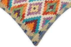 handmade Traditional Pillow Rust Blue Hand-Woven SQUARE 100% WOOL Hand woven turkish pillow2' x 2'