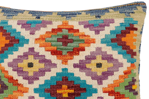 handmade Traditional Pillow Rust Blue Hand-Woven SQUARE 100% WOOL Hand woven turkish pillow2 x 2