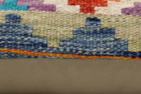 handmade Traditional Pillow Rust Blue Hand-Woven SQUARE 100% WOOL Hand woven turkish pillow2 x 2