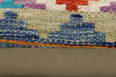 handmade Traditional Pillow Rust Blue Hand-Woven SQUARE 100% WOOL Hand woven turkish pillow2' x 2'