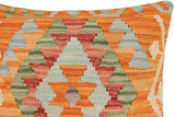 handmade Traditional Pillow Orange Blue Hand-Woven SQUARE 100% WOOL Hand woven turkish pillow2' x 2'