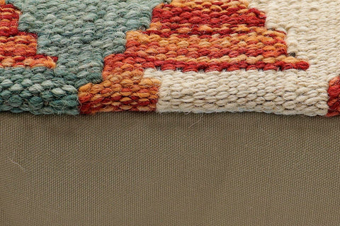 handmade Traditional Pillow Rust Blue Hand-Woven SQUARE 100% WOOL Hand woven turkish pillow2 x 2