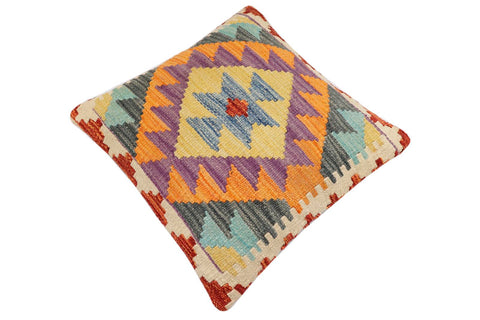 handmade Traditional Pillow Blue Rust Hand-Woven SQUARE 100% WOOL Hand woven turkish pillow2 x 2