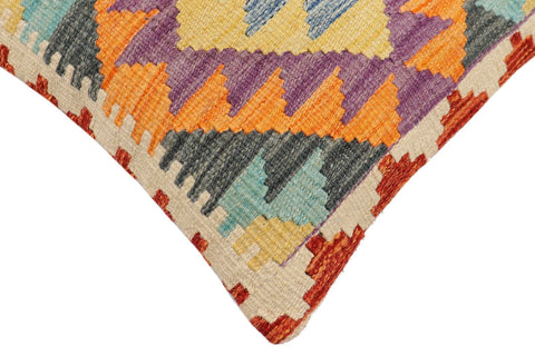 handmade Traditional Pillow Blue Rust Hand-Woven SQUARE 100% WOOL Hand woven turkish pillow2 x 2