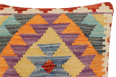 handmade Traditional Pillow Blue Rust Hand-Woven SQUARE 100% WOOL Hand woven turkish pillow2 x 2