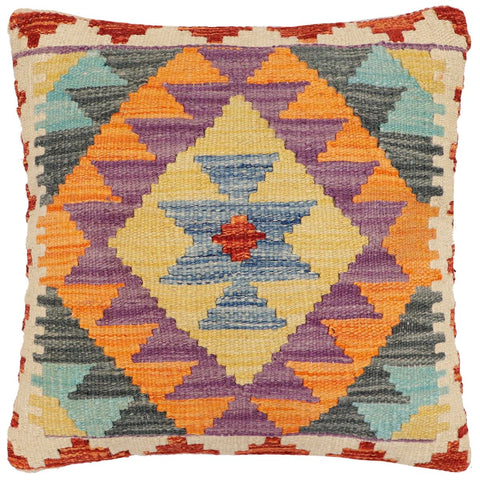 handmade Traditional Pillow Blue Rust Hand-Woven SQUARE 100% WOOL Hand woven turkish pillow2 x 2
