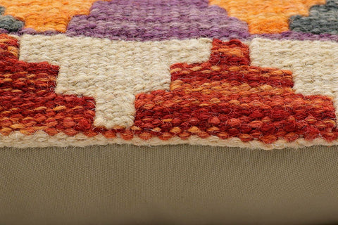 handmade Traditional Pillow Blue Rust Hand-Woven SQUARE 100% WOOL Hand woven turkish pillow2 x 2