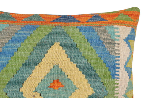 handmade Traditional Pillow Rust Blue Hand-Woven SQUARE 100% WOOL Hand woven turkish pillow2 x 2