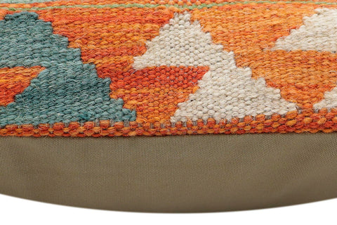 handmade Traditional Pillow Rust Blue Hand-Woven SQUARE 100% WOOL Hand woven turkish pillow2 x 2