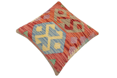 handmade Traditional Pillow Red Blue Hand-Woven SQUARE 100% WOOL Hand woven turkish pillow2 x 2