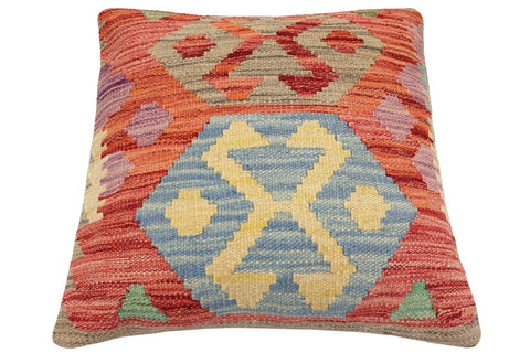 handmade Traditional Pillow Red Blue Hand-Woven SQUARE 100% WOOL Hand woven turkish pillow2 x 2