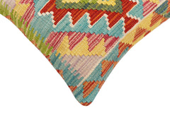 handmade Traditional Pillow Rust Blue Hand-Woven SQUARE 100% WOOL Hand woven turkish pillow2' x 2'