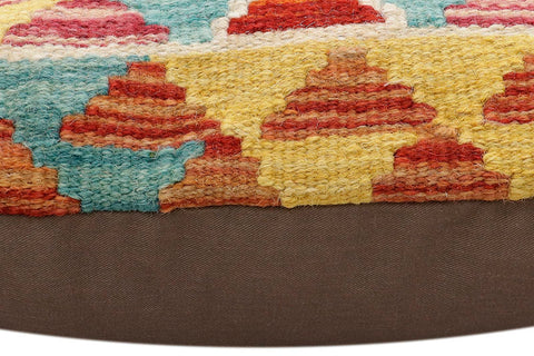 handmade Traditional Pillow Rust Blue Hand-Woven SQUARE 100% WOOL Hand woven turkish pillow2 x 2