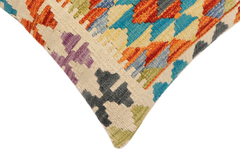 handmade Traditional Pillow Rust Blue Hand-Woven SQUARE 100% WOOL Hand woven turkish pillow2 x 2