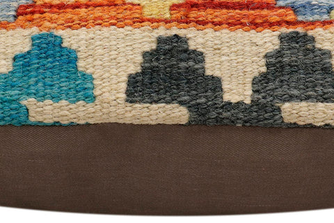 handmade Traditional Pillow Rust Blue Hand-Woven SQUARE 100% WOOL Hand woven turkish pillow2 x 2