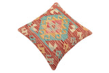 handmade Traditional Pillow Red Blue Hand-Woven SQUARE 100% WOOL Hand woven turkish pillow2' x 2'