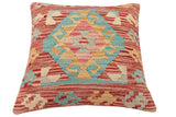 handmade Traditional Pillow Red Blue Hand-Woven SQUARE 100% WOOL Hand woven turkish pillow2' x 2'