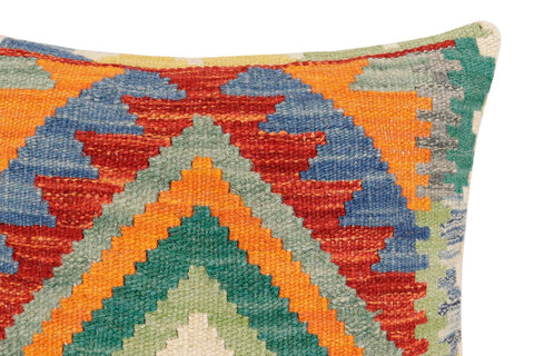 handmade Traditional Pillow Rust Blue Hand-Woven SQUARE 100% WOOL  Hand woven turkish pillow  3 x 5