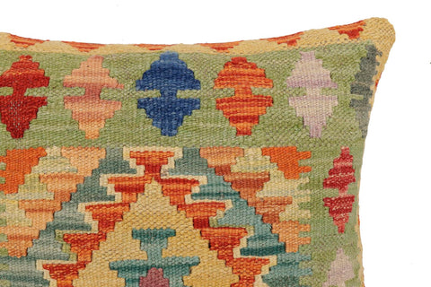 handmade Traditional Pillow Rust Blue Hand-Woven SQUARE 100% WOOL Hand woven turkish pillow2 x 2