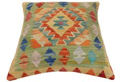 handmade Traditional Pillow Rust Blue Hand-Woven SQUARE 100% WOOL Hand woven turkish pillow2' x 2'