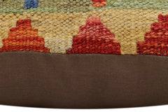 handmade Traditional Pillow Rust Blue Hand-Woven SQUARE 100% WOOL Hand woven turkish pillow2' x 2'