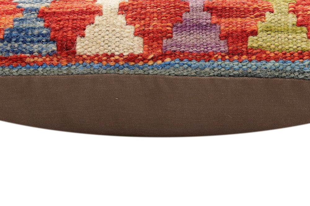 handmade Traditional Pillow Rust Blue Hand-Woven SQUARE 100% WOOL Hand woven turkish pillow2' x 2'