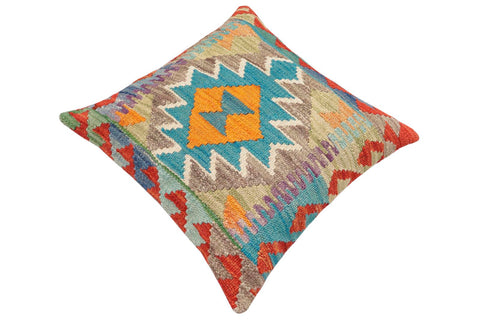 handmade Traditional Pillow Rust Blue Hand-Woven SQUARE 100% WOOL Hand woven turkish pillow2 x 2
