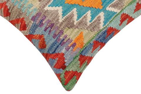 handmade Traditional Pillow Rust Blue Hand-Woven SQUARE 100% WOOL Hand woven turkish pillow2 x 2