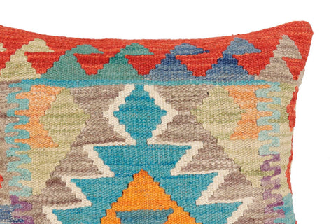 handmade Traditional Pillow Rust Blue Hand-Woven SQUARE 100% WOOL Hand woven turkish pillow2 x 2