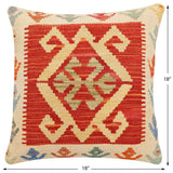 handmade Traditional Pillow Rust Beige Hand-Woven SQUARE 100% WOOL Hand woven turkish pillow2' x 2'