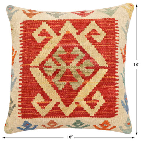 handmade Traditional Pillow Rust Beige Hand-Woven SQUARE 100% WOOL Hand woven turkish pillow2 x 2