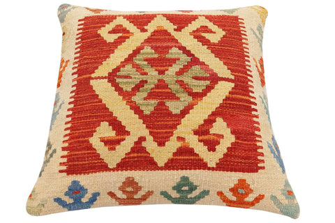 handmade Traditional Pillow Rust Beige Hand-Woven SQUARE 100% WOOL Hand woven turkish pillow2 x 2