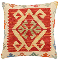 handmade Traditional Pillow Rust Beige Hand-Woven SQUARE 100% WOOL Hand woven turkish pillow2' x 2'