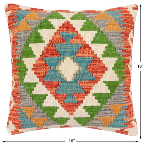 handmade Traditional Pillow Rust Blue Hand-Woven SQUARE 100% WOOL Hand woven turkish pillow2 x 2