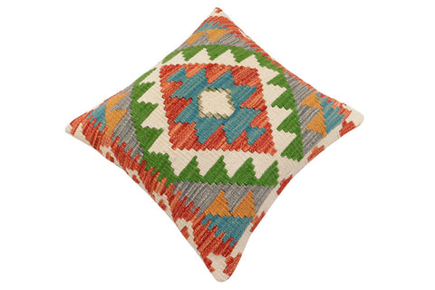 handmade Traditional Pillow Rust Blue Hand-Woven SQUARE 100% WOOL Hand woven turkish pillow2 x 2