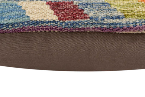 handmade Traditional Pillow Blue Rust Hand-Woven SQUARE 100% WOOL  Hand woven turkish pillow  2 x 2