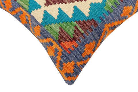 handmade Traditional Pillow Blue Rust Hand-Woven SQUARE 100% WOOL Hand woven turkish pillow2 x 2
