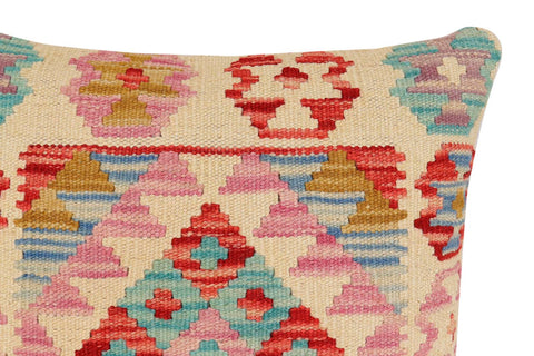 handmade Traditional Pillow Beige Red Hand-Woven SQUARE 100% WOOL Hand woven turkish pillow2 x 2