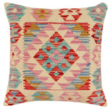handmade Traditional Pillow Beige Red Hand-Woven SQUARE 100% WOOL Hand woven turkish pillow2' x 2'