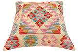 handmade Traditional Pillow Beige Red Hand-Woven SQUARE 100% WOOL Hand woven turkish pillow2' x 2'