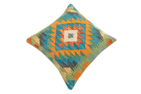 handmade Traditional Pillow Rust Blue Hand-Woven SQUARE 100% WOOL Hand woven turkish pillow2 x 2