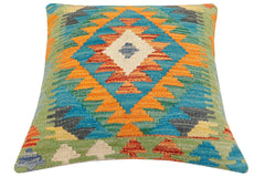 handmade Traditional Pillow Rust Blue Hand-Woven SQUARE 100% WOOL Hand woven turkish pillow2' x 2'