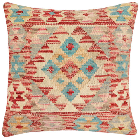 handmade Traditional Pillow Red Beige Hand-Woven SQUARE 100% WOOL Hand woven turkish pillow2 x 2