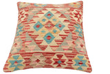 handmade Traditional Pillow Red Beige Hand-Woven SQUARE 100% WOOL Hand woven turkish pillow2' x 2'