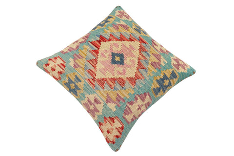 handmade Traditional Pillow Blue Red Hand-Woven SQUARE 100% WOOL Hand woven turkish pillow2 x 2