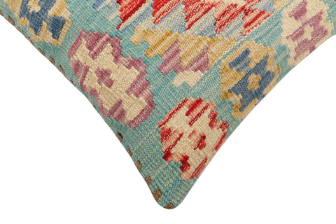 handmade Traditional Pillow Blue Red Hand-Woven SQUARE 100% WOOL Hand woven turkish pillow2 x 2
